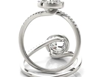 14k White Gold Halo Design Bypass Round Diamond Engagement Ring (5/8 cttw)