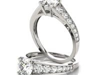14k White Gold Antique Tapered Shank Diamond Engagement Ring (1 3/8 cttw)