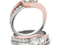 Two Stone Diamond Ring in 14k White And Rose Gold (3/4 cttw)