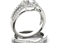 14k White Gold Round Split Shank Style Diamond Engagement Ring (1 1/2 cttw)