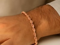 4.0mm 14k Rose Gold Solid Diamond Cut Rope Bracelet