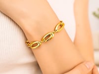 14k Yellow Gold Bracelet with Long Double Oval Links