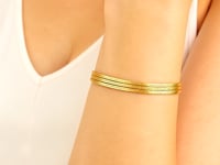 14k Yellow Gold 7 inch Three Strand Herringbone Chain Bracelet