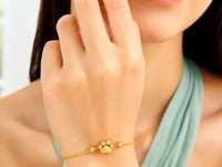 14k Yellow Gold Adjustable Paw Print Bracelet