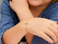 14k Yellow Gold 5 1/2 inch Childrens Bracelet with Cross