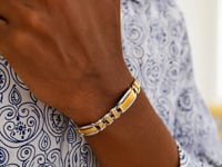 14k Two-Tone Gold Men's Bracelet with Fancy Rounded Bars