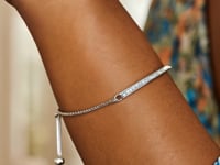 Adjustable Bar Bracelet with Cubic Zirconia in Sterling Silver