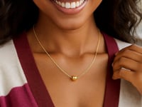 14k Yellow Gold Necklace with Barrel Bead Charm