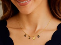 14k Yellow Gold Love Necklace with Circle Drops