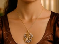 14k Two-Tone Yellow & White Gold Tree of Life Pendant