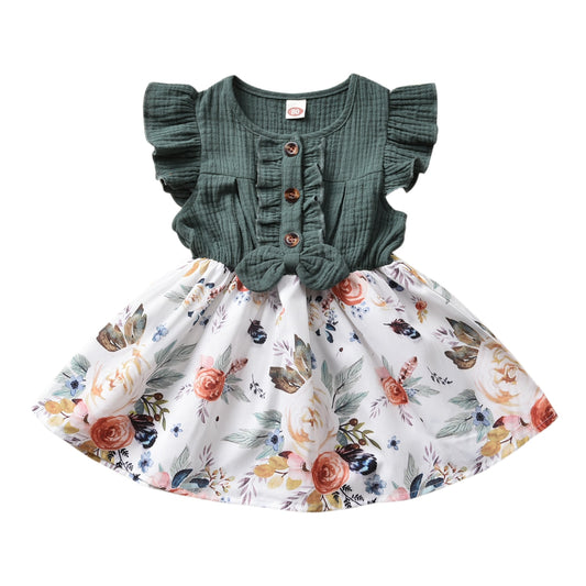 Girl's Floral Flutter Sleeve Dresses