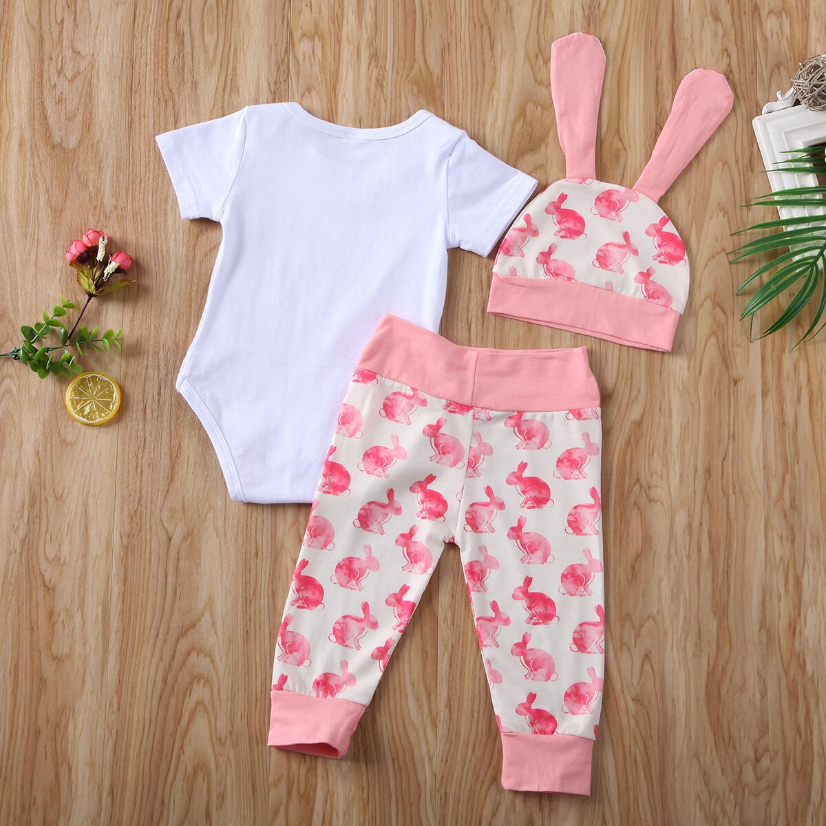 Boy’s & Girl’s Easter Bunny Rabbit Onesies, Pants & Hat Outfit Sets