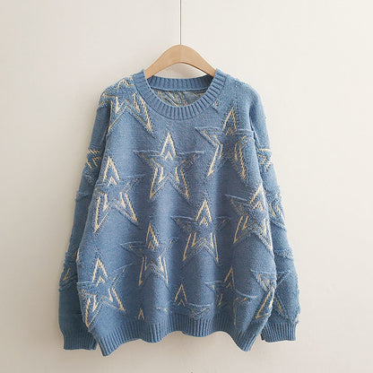 Oversized Star Embroidered Sweater