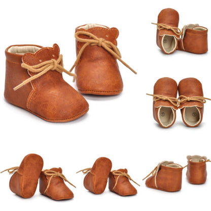 Soft Teddy Bear Faux Leather Crib Shoes