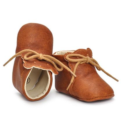 Soft Teddy Bear Faux Leather Crib Shoes