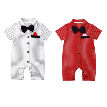 Boy's Faux Tuxedo Striped Jumpsuits