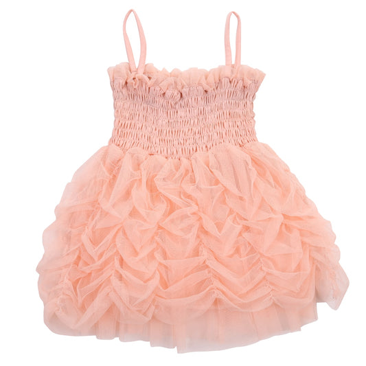 Girl's Pink Tulle Sleeveless  Dresses