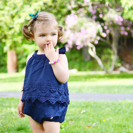 Girl's Sleeveless Lace Floral Rompers