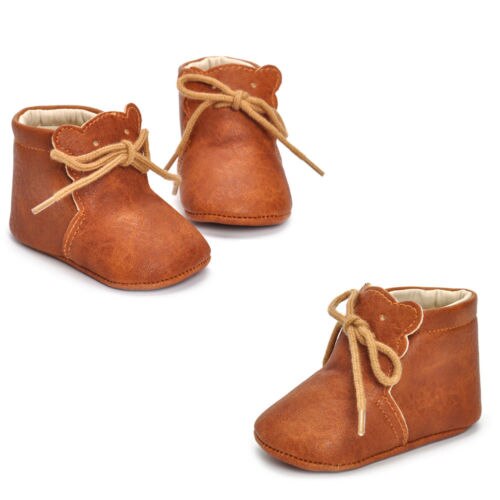 Soft Teddy Bear Faux Leather Crib Shoes