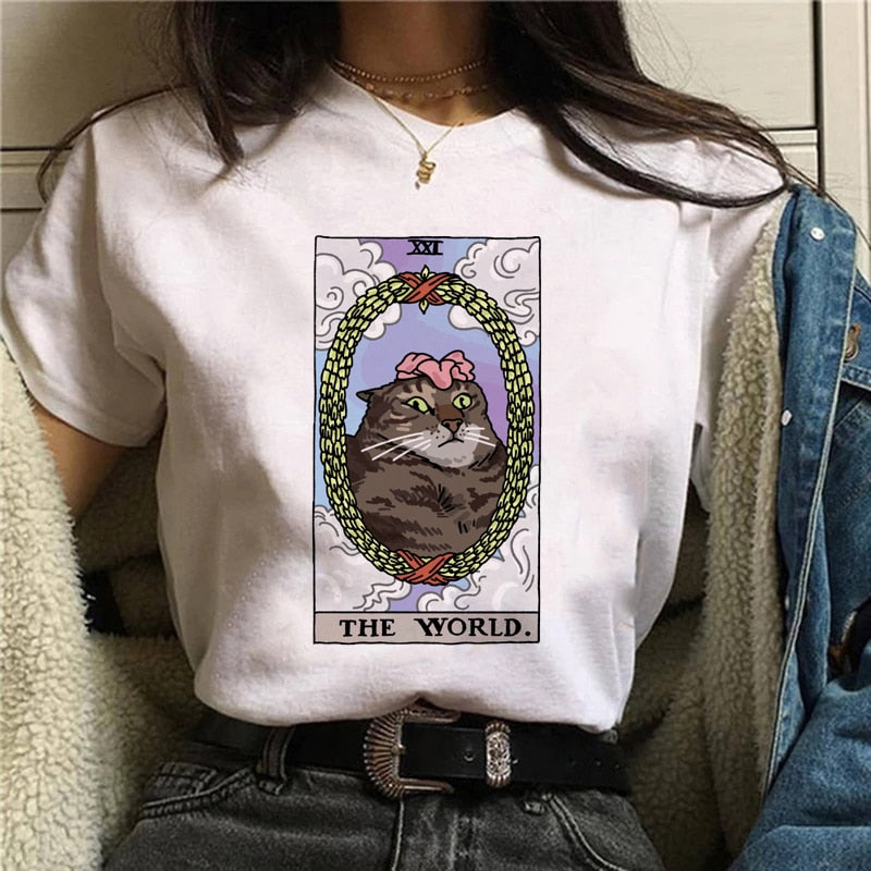 Tarot Tees! Kitty World Short Sleeve T-Shirts