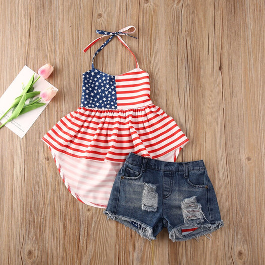 2-piece Little Girls July 4th Outfit