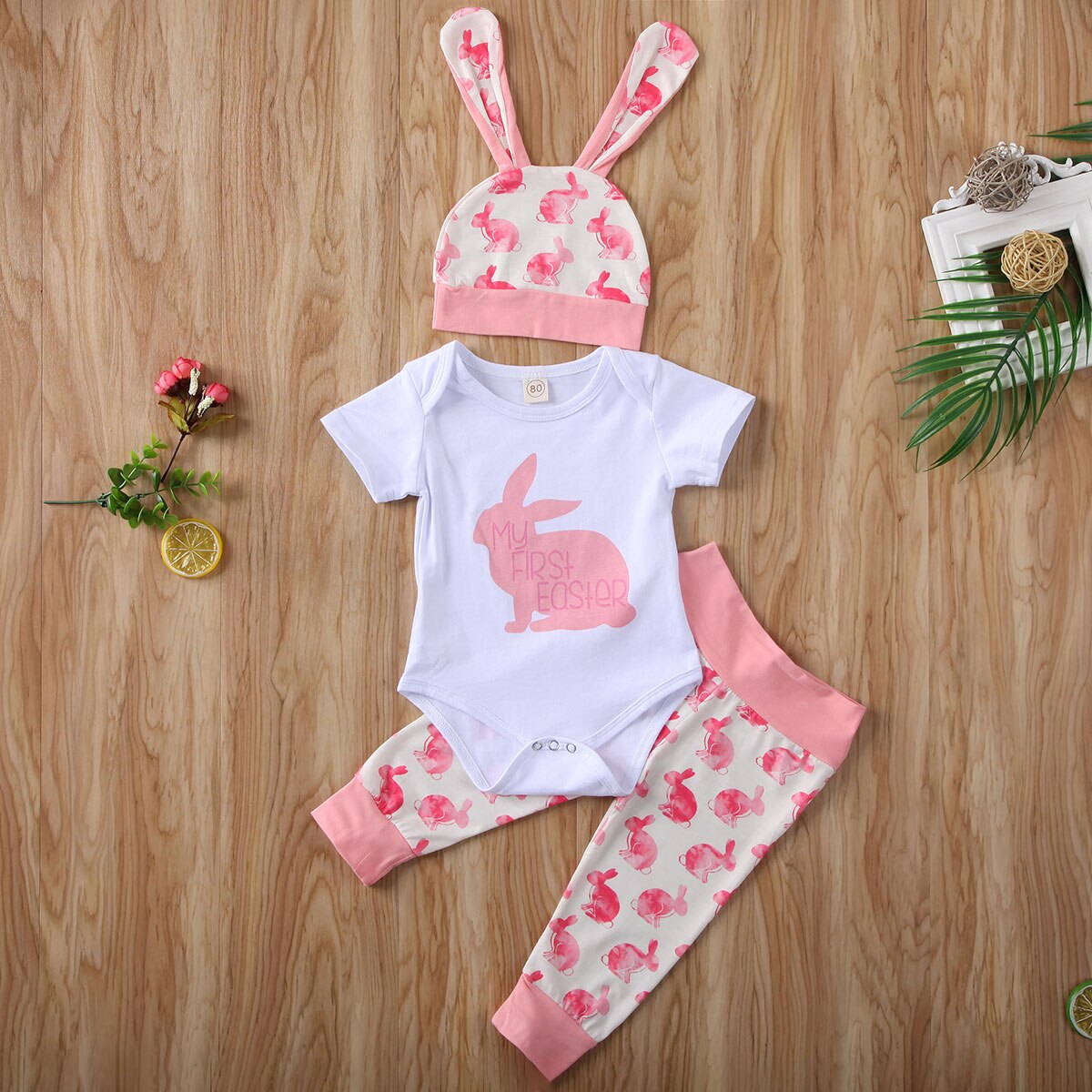 Boy’s & Girl’s Easter Bunny Rabbit Onesies, Pants & Hat Outfit Sets