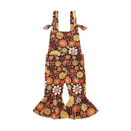 Girl's Retro Floral Overall Jumpsuits