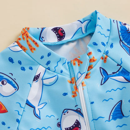 Little Boys Shark Romper Swimsuit
