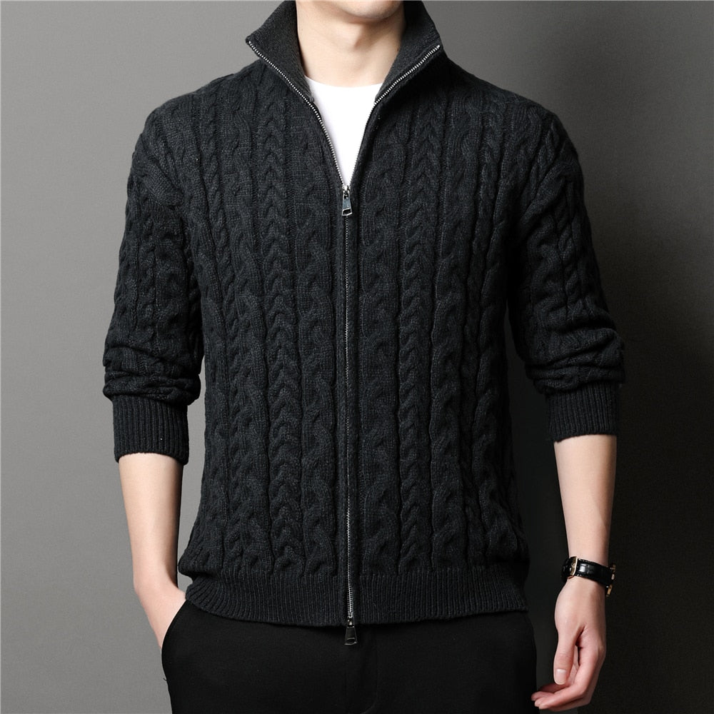 Men's Thick Warm Zip-up Sweater