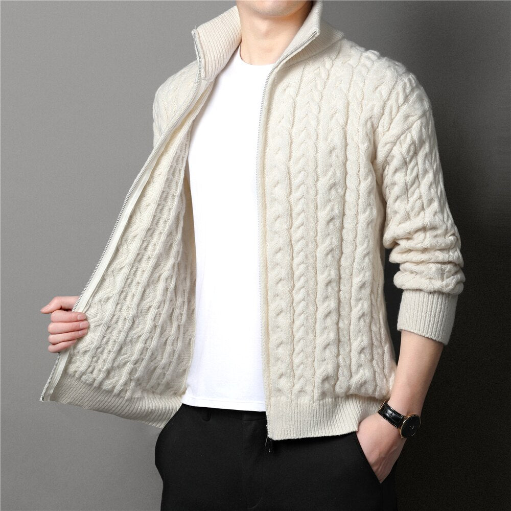 Men's Thick Warm Zip-up Sweater