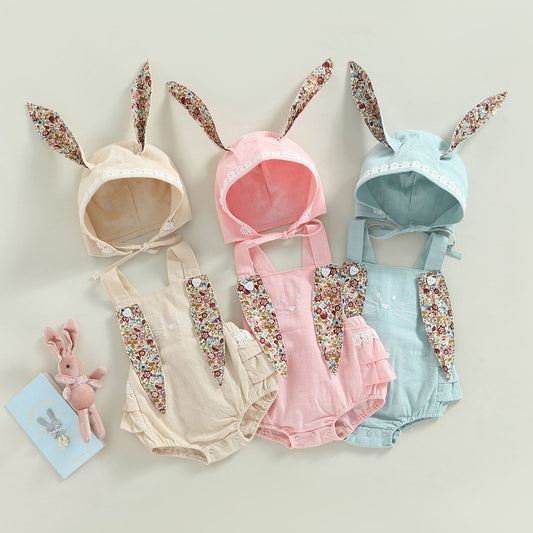 Girl’s Easter Romper & Bunny Ears Hat Sets