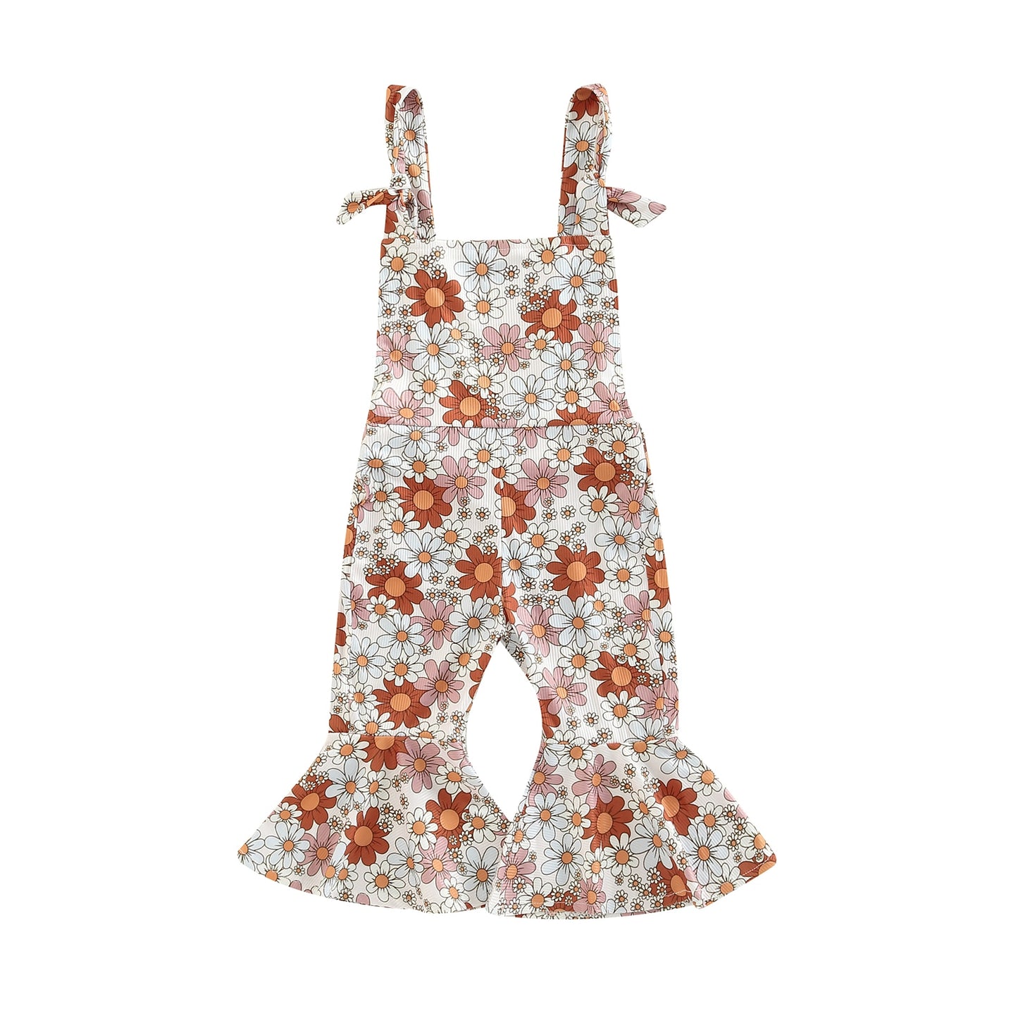 Girl's Retro Floral Overall Jumpsuits