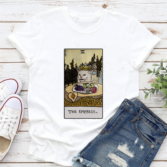 Tarot Tees! Kitty Empress Meme Cat Short Sleeve T-Shirts