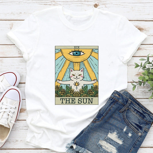 Tarot Tees! Kitty Sun Short Sleeve T-Shirts
