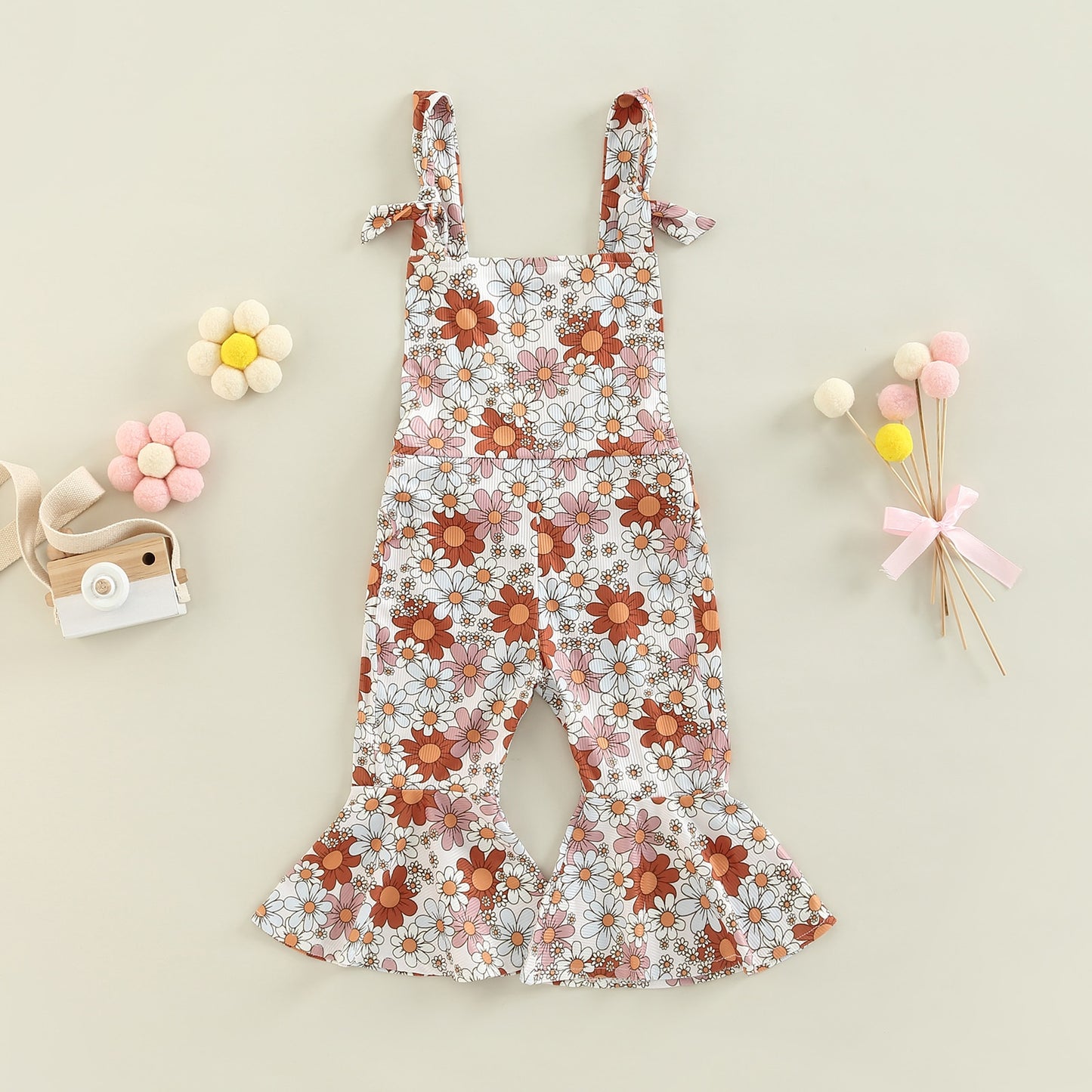 Girl's Retro Floral Overall Jumpsuits