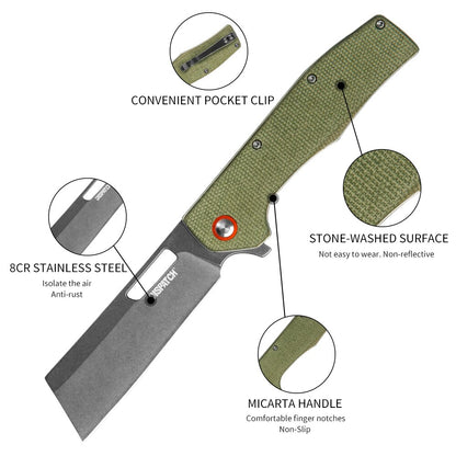Stainless Steel Folding Pocket Knife Micarta Handle