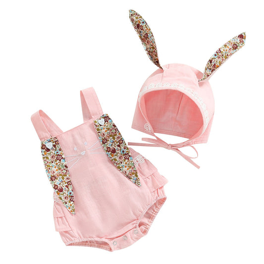 Girl’s Easter Romper & Bunny Ears Hat Sets