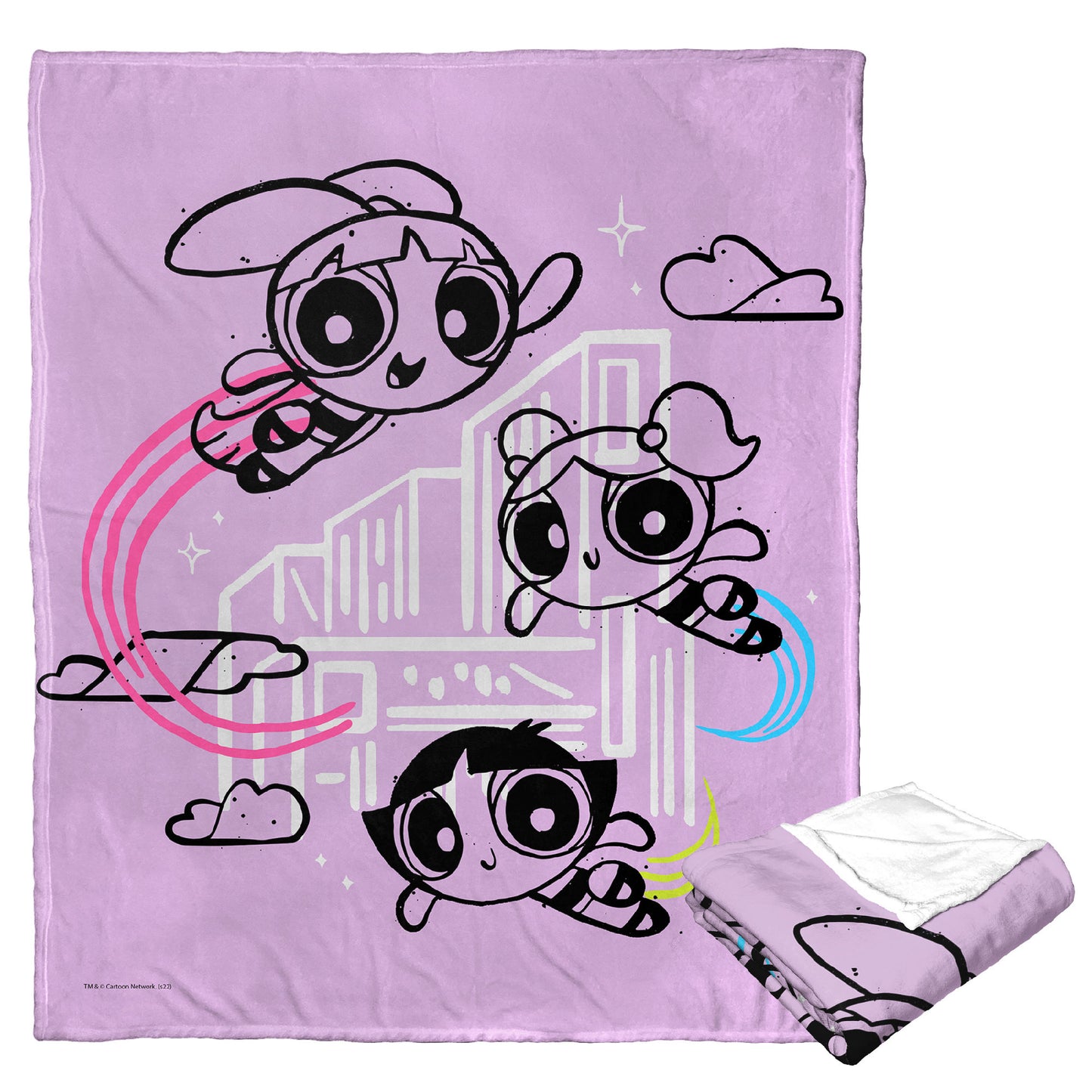 POWERPUFF GIRLS, Flying high, Silk Touch Throw Blanket, 50"x60"