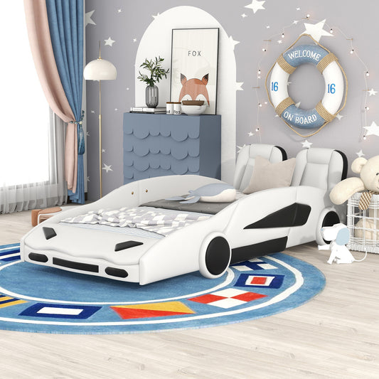 Boy's Race Car Twin Platform Bed