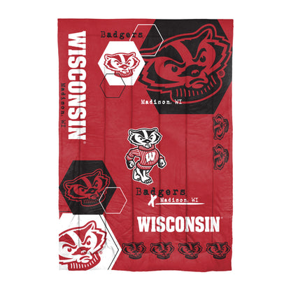 Wisconsin OFFICIAL Collegiate "Hexagon" Twin Comforter & Sham Set