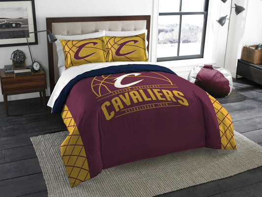 Cavaliers OFFICIAL NBA Bedding, "Reverse Slam" Full/Queen Printed Comforter (86"x 86") & 2 Shams (24"x 30") Set