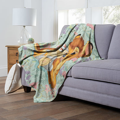 Bambi 80th Celebration, Botanical Duo Throw Blanket 50"x60"