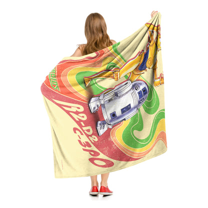 Star Wars Retro Rainbow Droids Throw Blanket 50"x60"