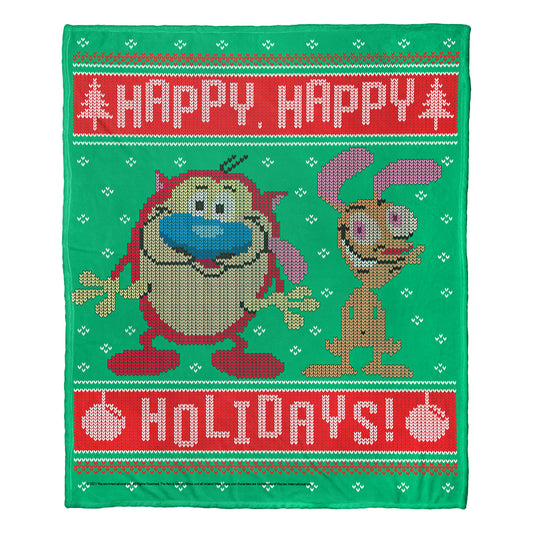 Ren & Stimpy, Happy Happy Holidays Throw Blanket 50"x60"