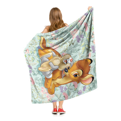 Bambi 80th Celebration, Botanical Duo Throw Blanket 50"x60"