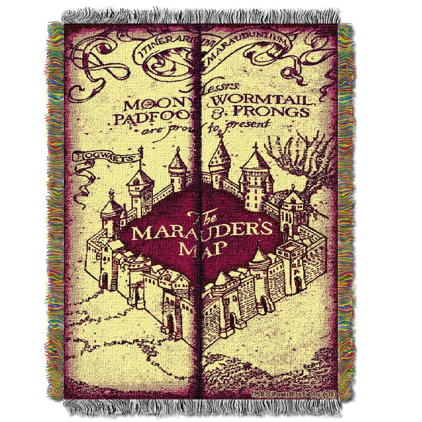 Harry Potter Marauders Map Licensed 48"x 60" Woven Tapestry Throw