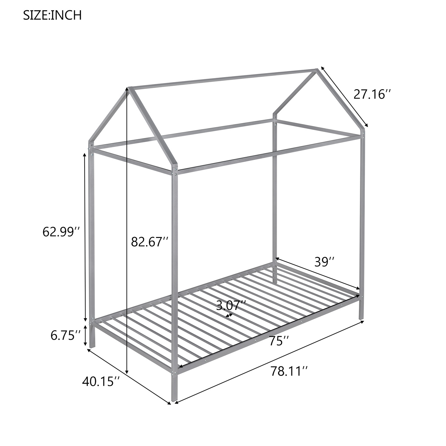 Kids House Style Canopy Twin Bed