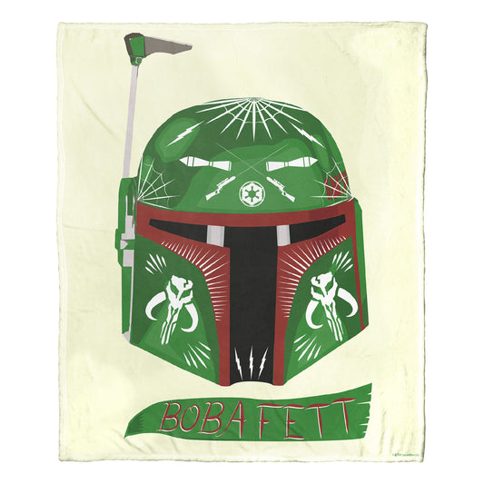 Star Wars Boba Fett Decorated Helmet Throw Blanket 50"x60"