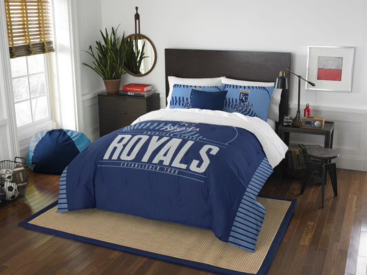 Royals OFFICIAL MLB Bedding, "Grand Slam" Full/Queen Printed Comforter (86"x 86") & 2 Shams (24"x 30") Set