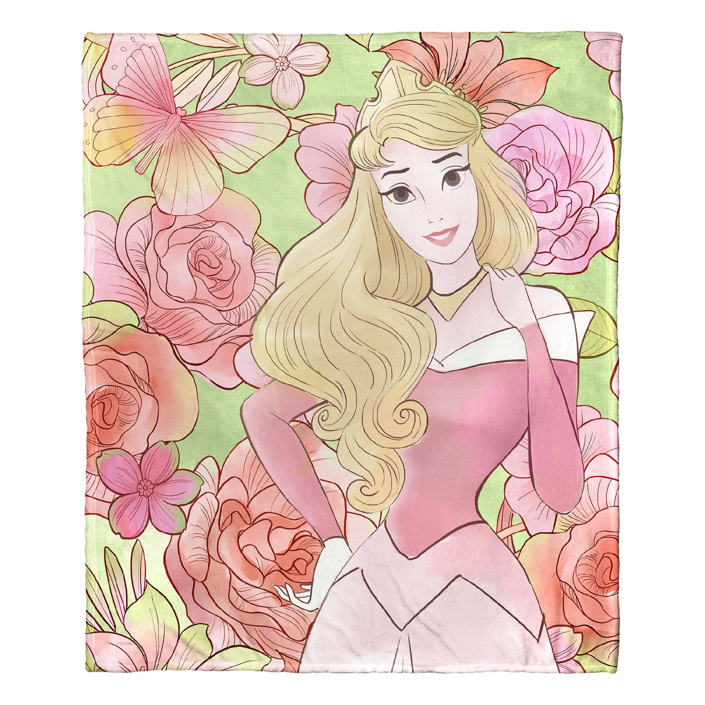 Disney Princess Floral Fantasy Aurora Throw Blanket 50"x60"